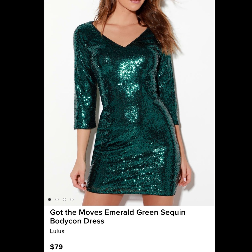 Lulus Bodycon Emerald Sequin Dress